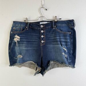 Torrid Women's Button-Fly Jean Shorts - Dark Blue